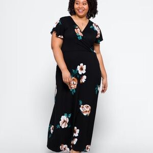 Loveappella Black Floral Midi Dress